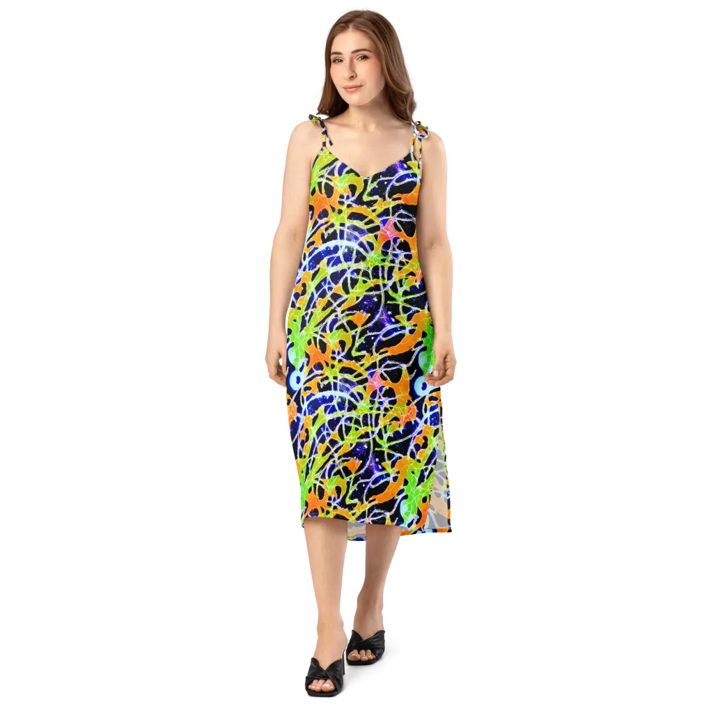 Cosmic Tangent on Slip Dress — Front