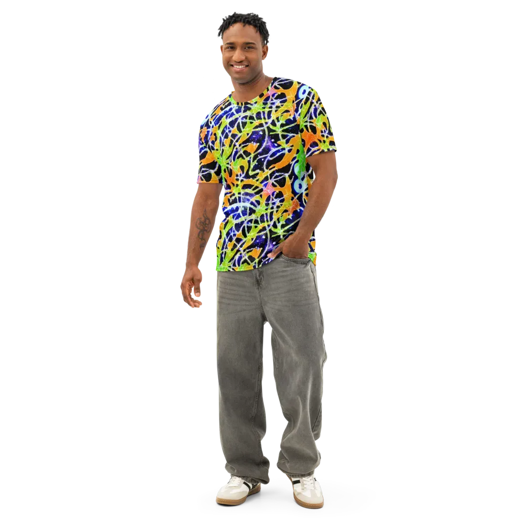 Cosmic Tangent on Men's Cotton Crew Neck T-Shirt — Front
