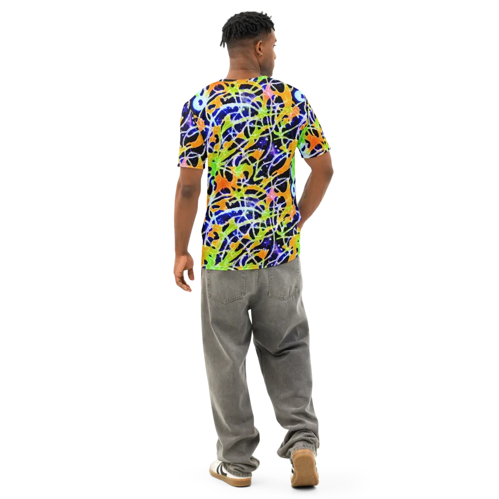 Cosmic Tangent on Men's Cotton Crew Neck T-Shirt — Back