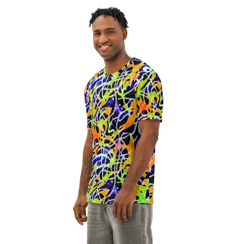 Cosmic Tangent on Men's Cotton Crew Neck T-Shirt — Left Front