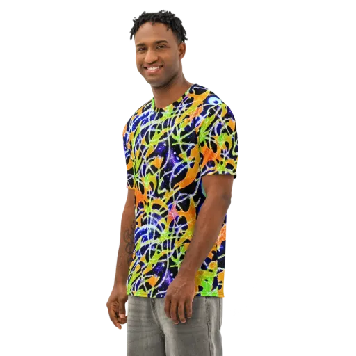 Cosmic Tangent on a Men's Cotton Crew Neck T-Shirt