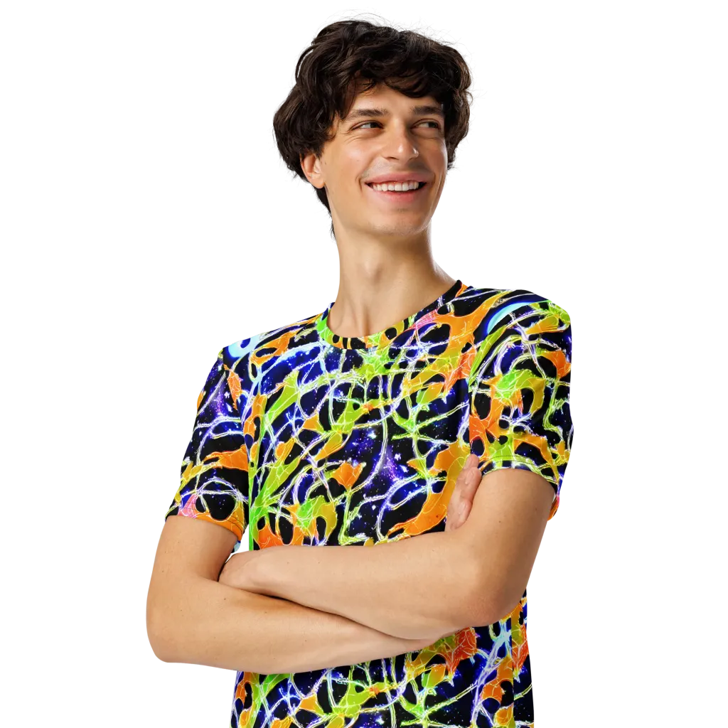Cosmic Tangent on Men's Crew Neck T-Shirt — Left Front