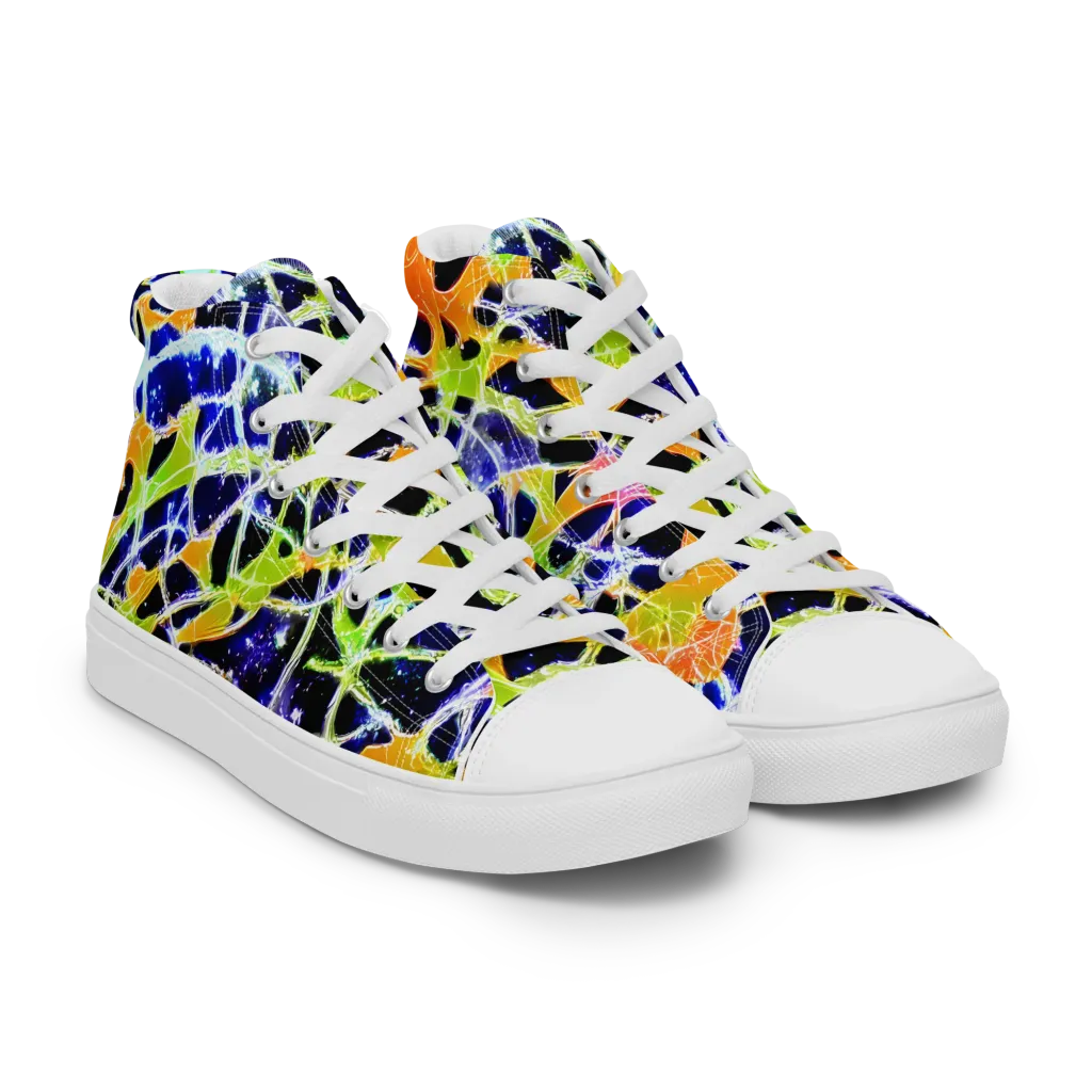 Cosmic Tangent on Men's High Top Canvas Shoes — Right Front