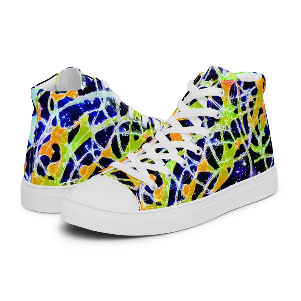 Cosmic Tangent on Men's High Top Canvas Shoes — Left