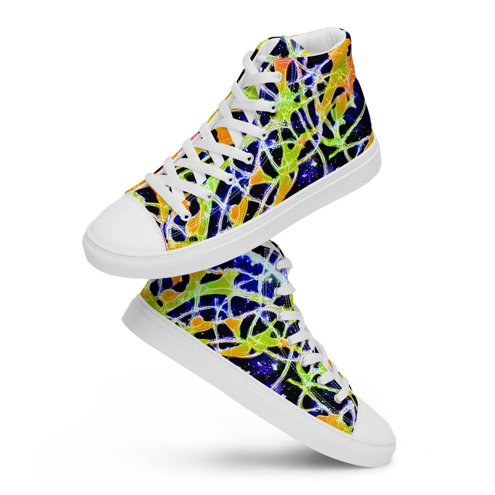 Cosmic Tangent on Men's High Top Canvas Shoes — Front