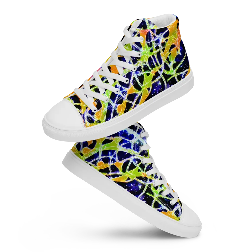 Cosmic Tangent on Men's High Top Canvas Shoes — Front