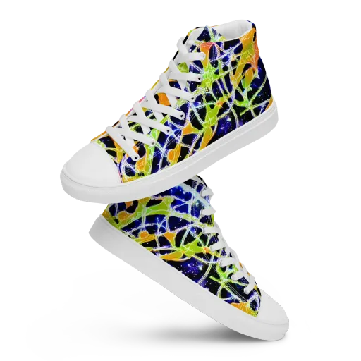 Cosmic Tangent on a Men's High Top Canvas Shoes