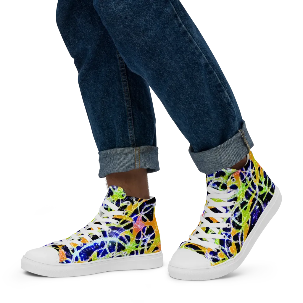 Cosmic Tangent on Men's High Top Canvas Shoes — Left