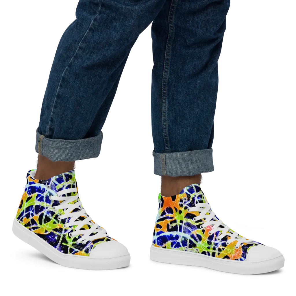 Cosmic Tangent on Men's High Top Canvas Shoes — Right