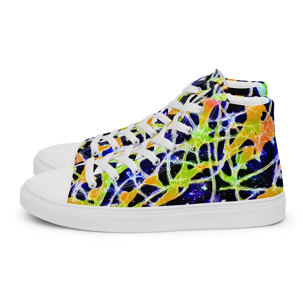 Cosmic Tangent on Women's High Top Canvas Shoes — Left