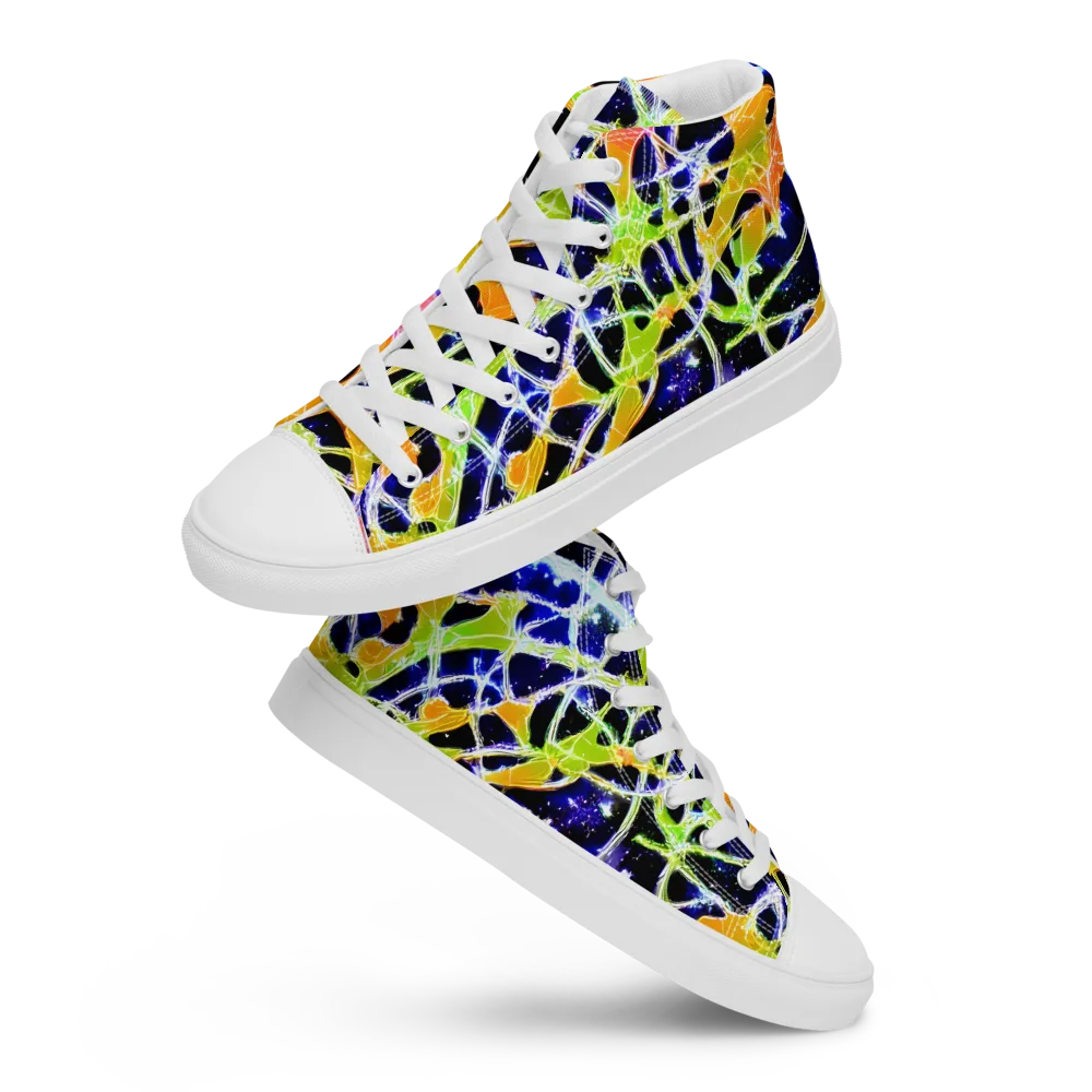 Cosmic Tangent on Women's High Top Canvas Shoes — Front