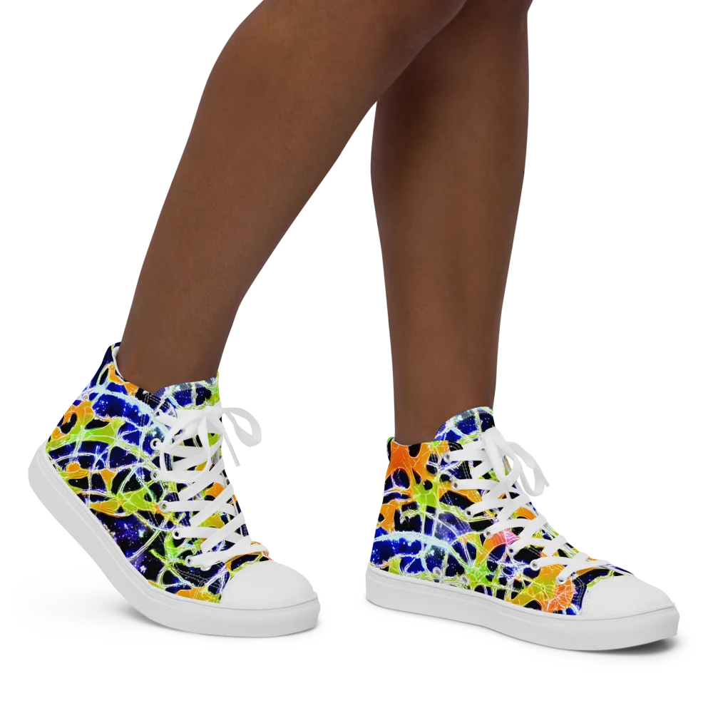Cosmic Tangent on Women's High Top Canvas Shoes — Right