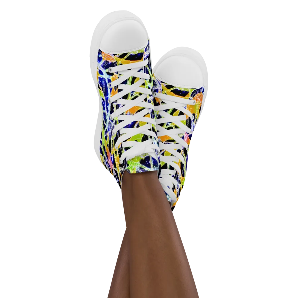 Cosmic Tangent on Women's High Top Canvas Shoes — Front