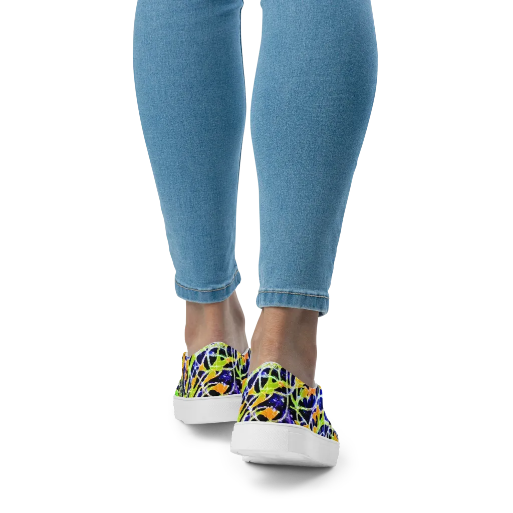 Cosmic Tangent on Women's Slip-On Canvas Shoes — Back