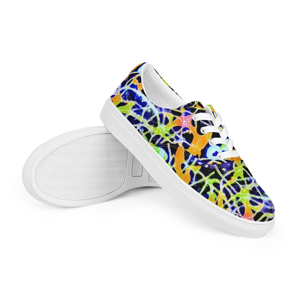 Cosmic Tangent on Men's Lace-Up Canvas Shoes — Right Front
