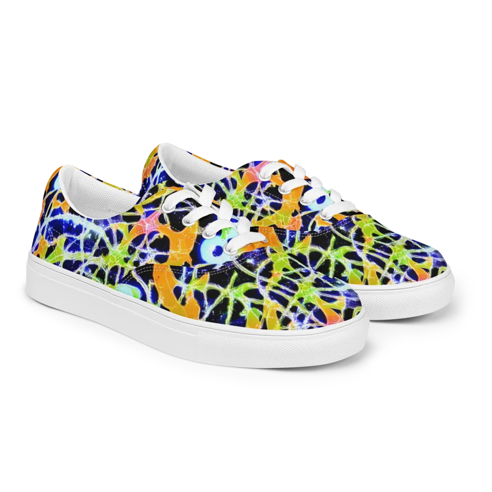 Cosmic Tangent on Men's Lace-Up Canvas Shoes — Right Front
