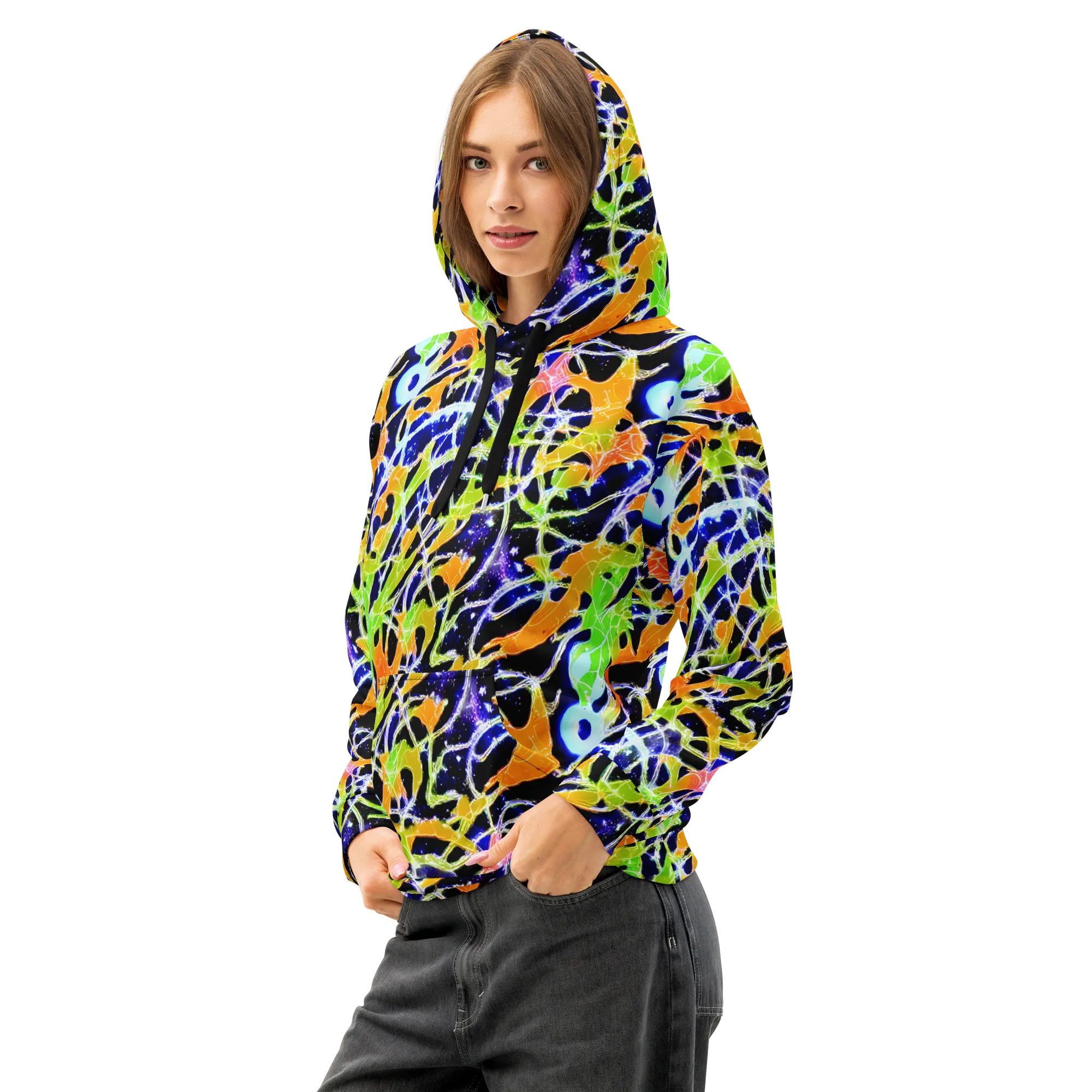 Cosmic Tangent on Cotton Hoodie — Left Front