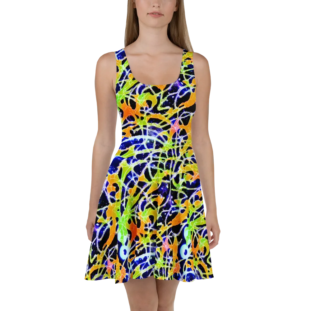 Cosmic Tangent on Skater Dress — Front