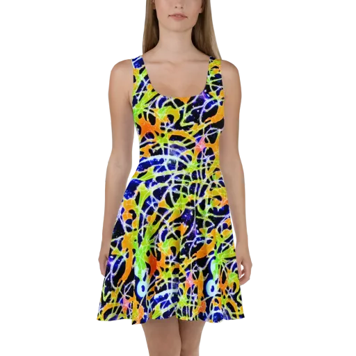 Cosmic Tangent on a Skater Dress