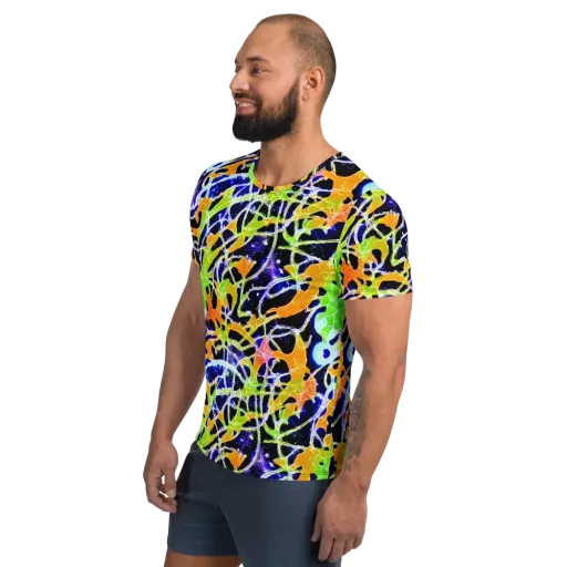 Cosmic Tangent on a Men's Athletic T-Shirt