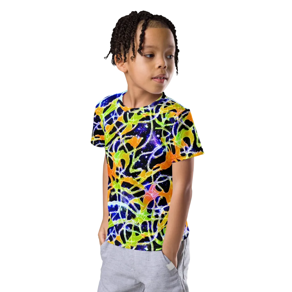Cosmic Tangent on Kids Crew Neck T-Shirt — Left Front