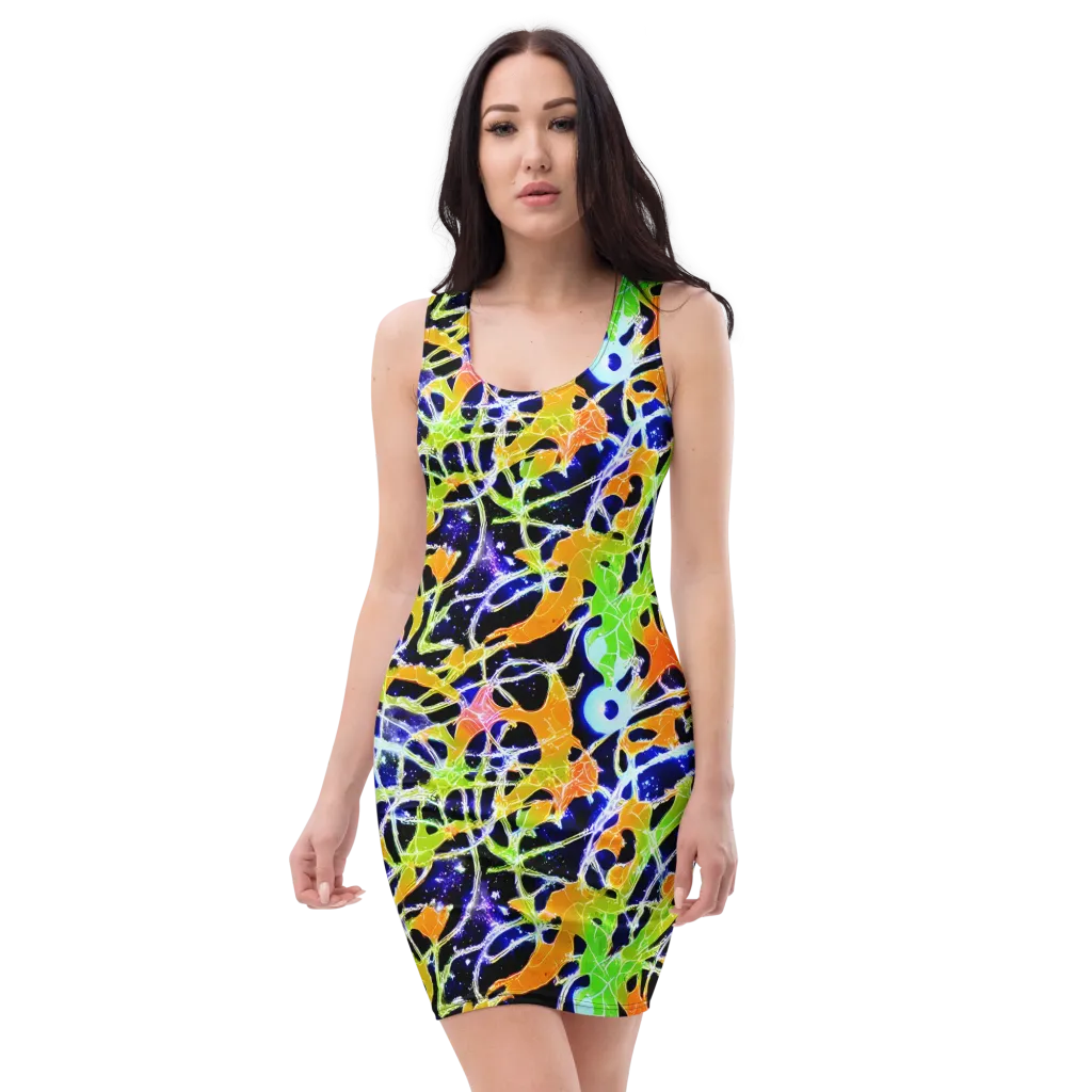 Cosmic Tangent on Bodycon Dress — Front