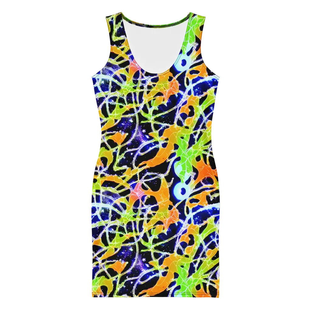 Cosmic Tangent on Bodycon Dress — Front