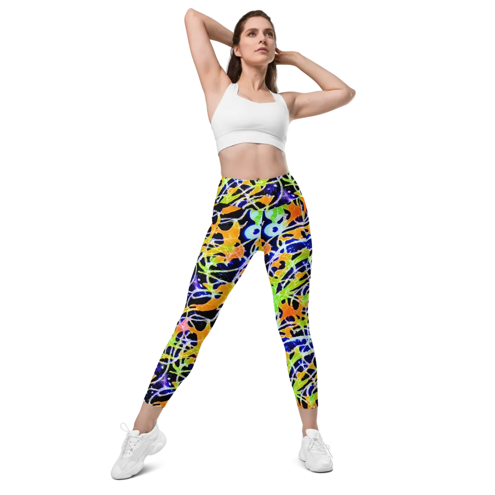 Cosmic Tangent on Leggings with Pockets — Front