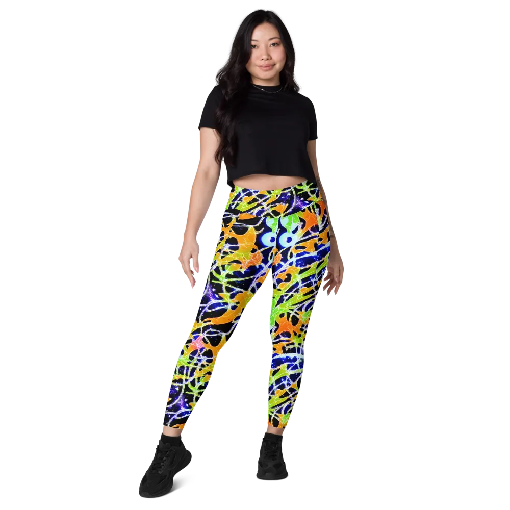 Cosmic Tangent on Leggings with Pockets — Front