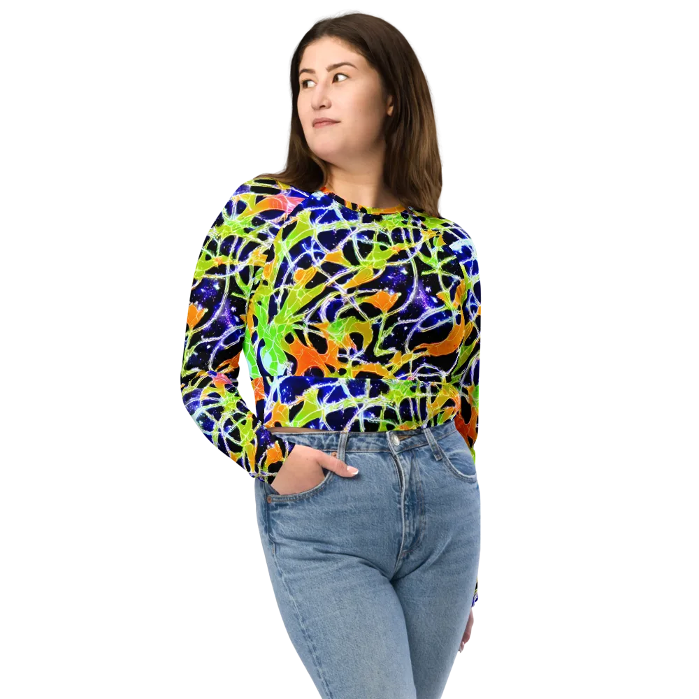 Cosmic Tangent on Long Sleeve Crop Top — Front