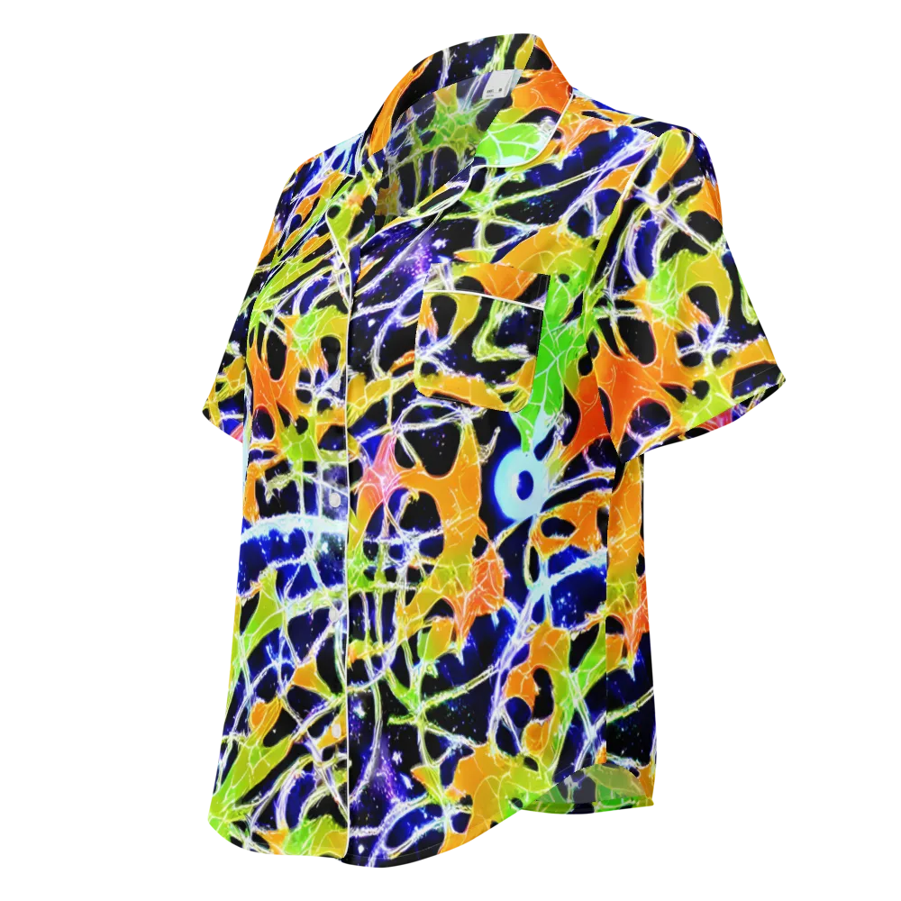 Cosmic Tangent on Women's Short Sleeve Pajama Top — Left Front