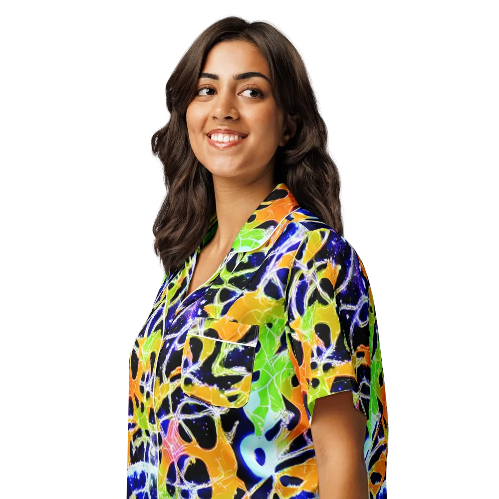 Cosmic Tangent on Women's Short Sleeve Pajama Top — Left Front