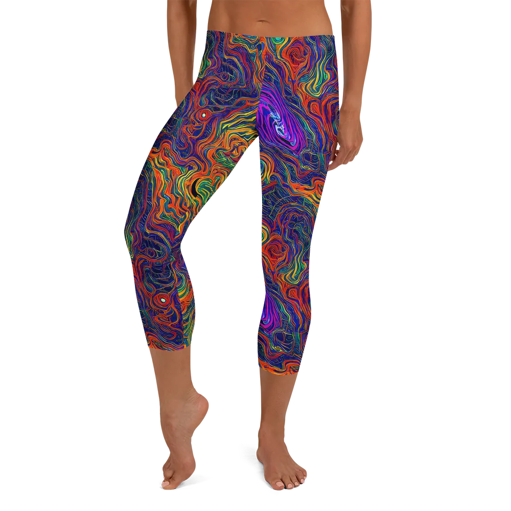 Neon Contours on Capri Leggings — Front