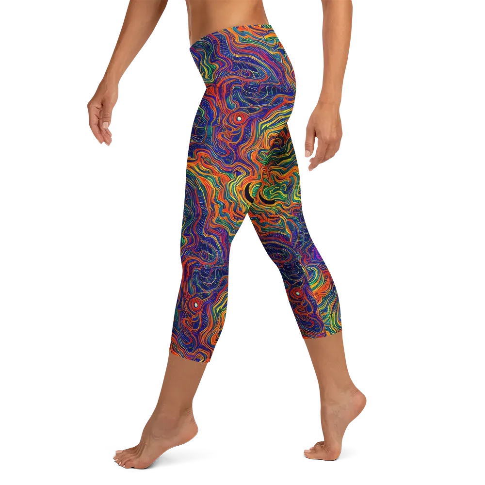 Neon Contours on Capri Leggings — Left