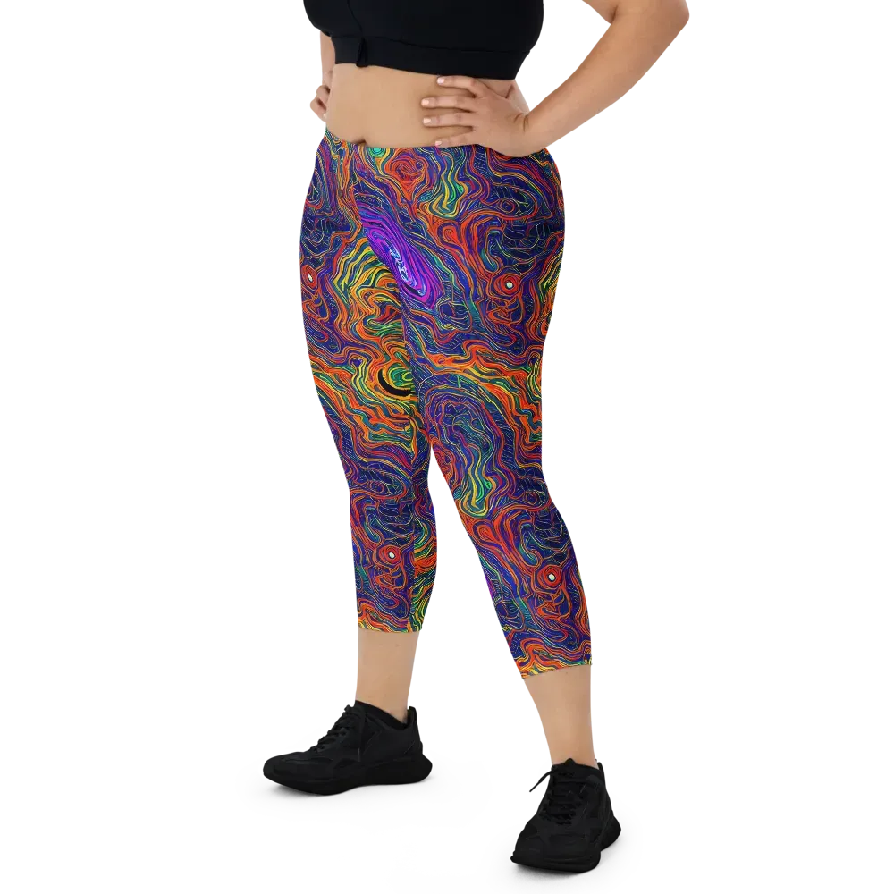 Neon Contours on Capri Leggings — Front
