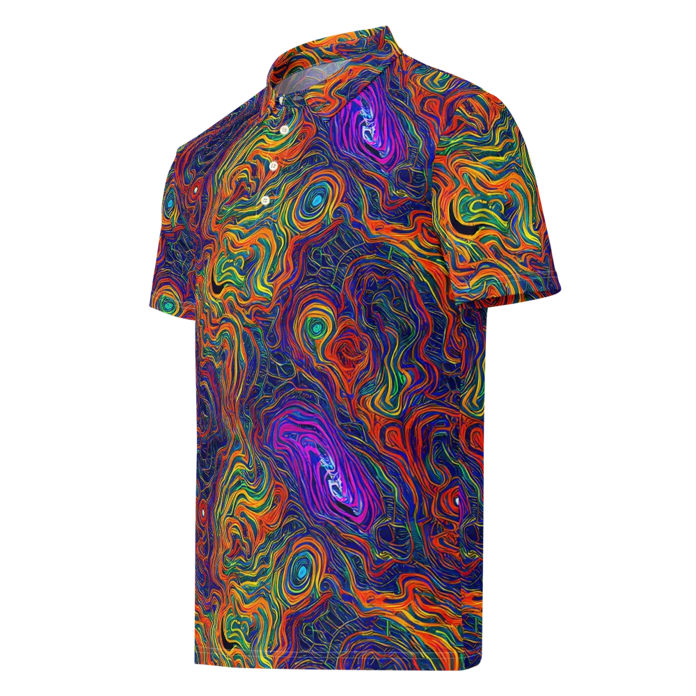Neon Contours on Men's Slim Fit Polo Shirt — Left Front