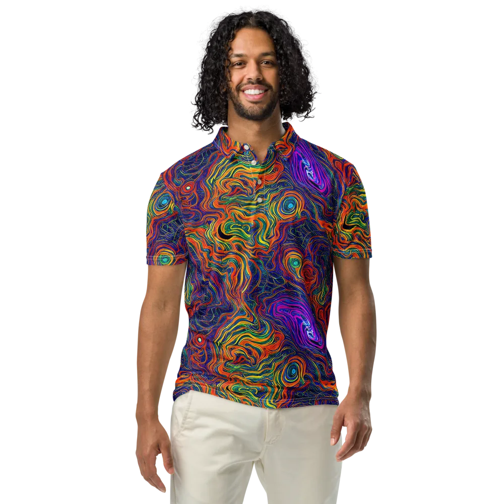 Neon Contours on Men's Slim Fit Polo Shirt — Front
