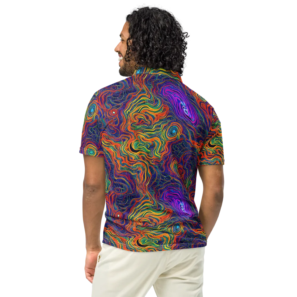 Neon Contours on Men's Slim Fit Polo Shirt — Back