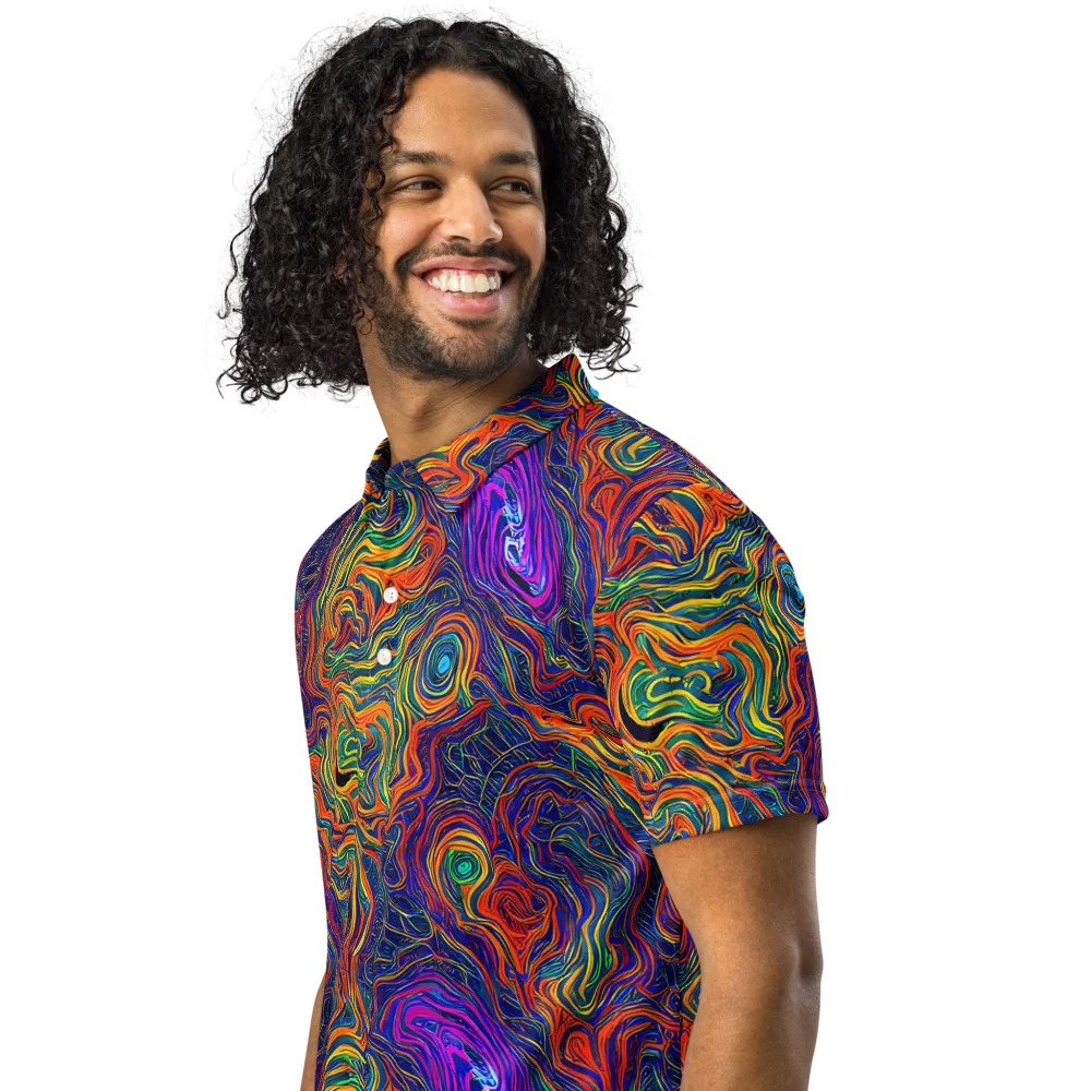 Neon Contours on Men's Slim Fit Polo Shirt — Left Front
