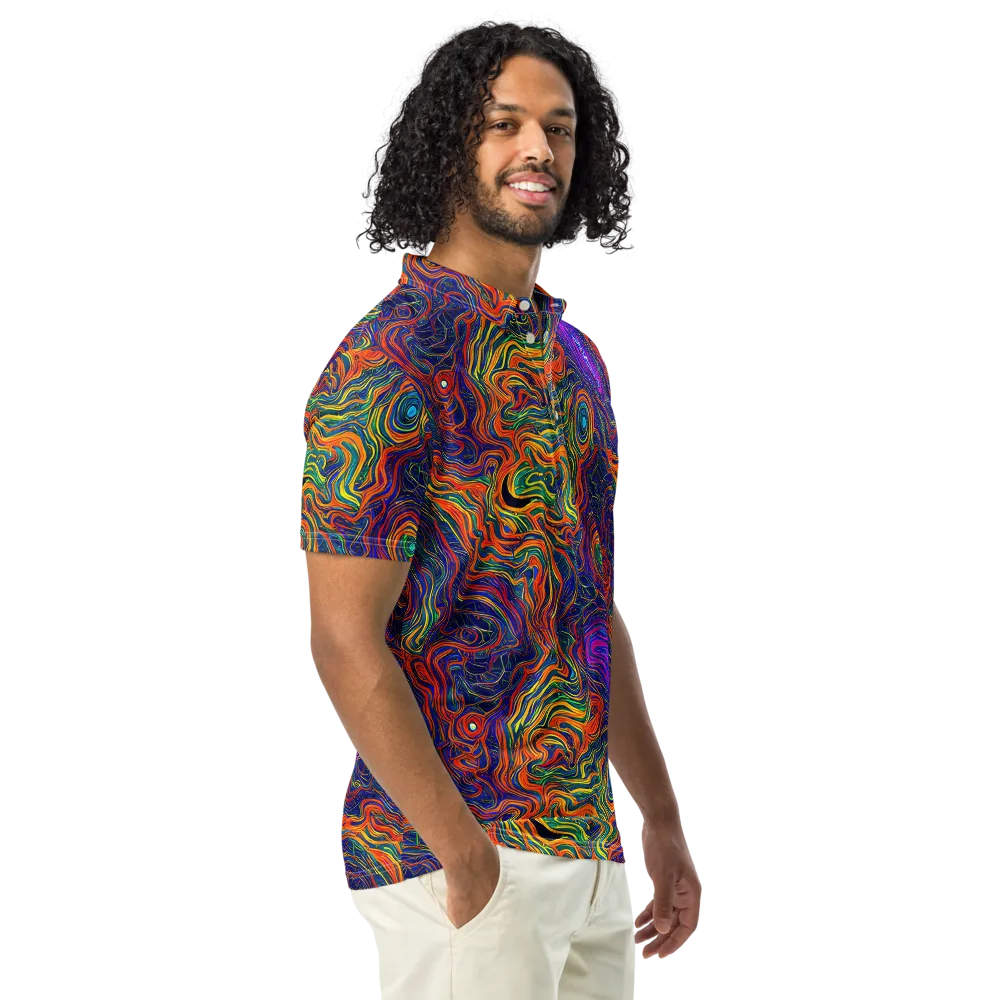 Neon Contours on Men's Slim Fit Polo Shirt — Right Front