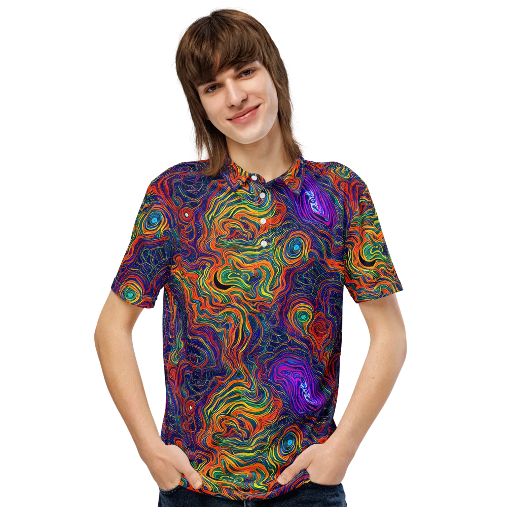 Neon Contours on Men's Slim Fit Polo Shirt — Front