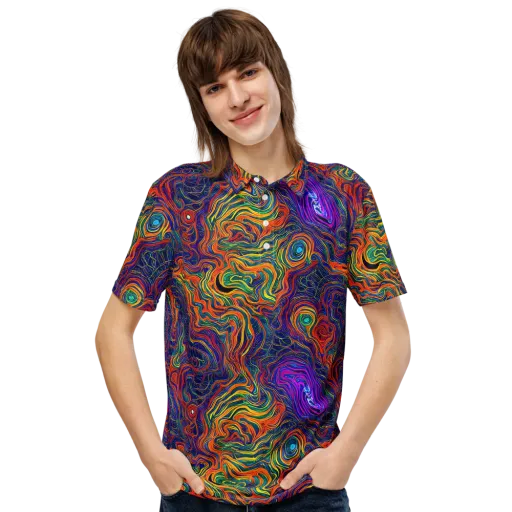 Neon Contours on a Men's Slim Fit Polo Shirt