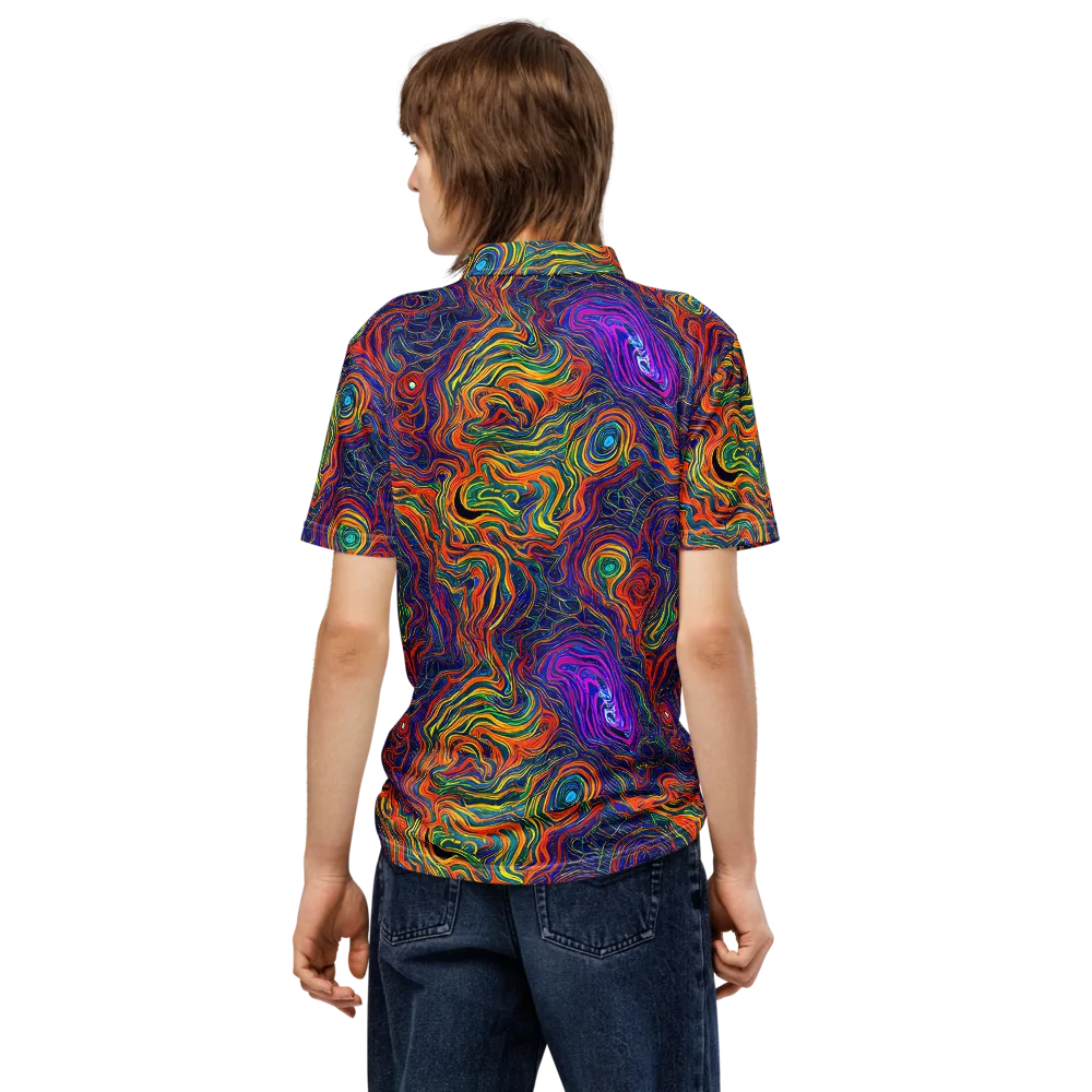 Neon Contours on Men's Slim Fit Polo Shirt — Back