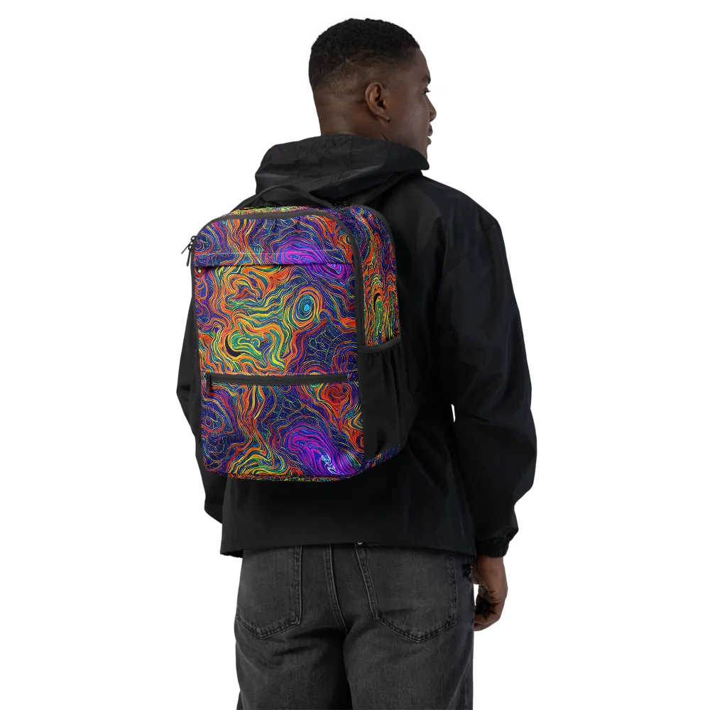 Neon Contours on Utility Backpack — Back