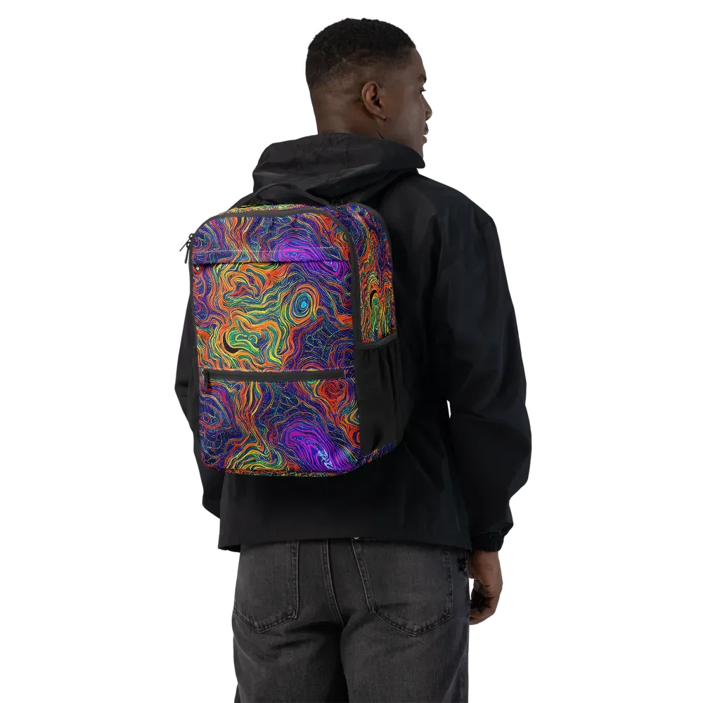 Neon Contours on Utility Backpack — Back