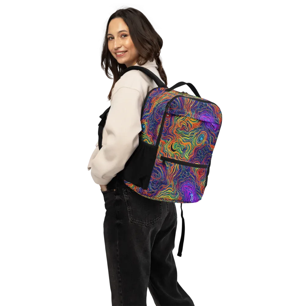 Neon Contours on Utility Backpack — Back