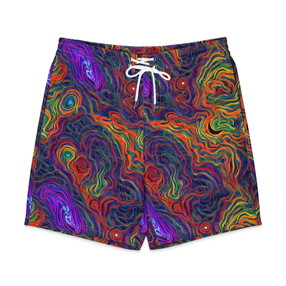 Neon Contours on Men's Board Shorts — Front