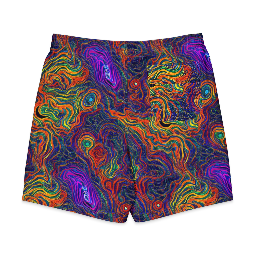 Neon Contours on Men's Board Shorts — Back