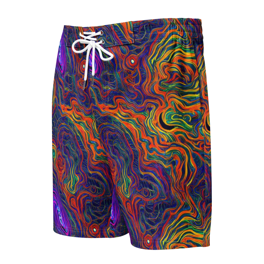 Neon Contours on Men's Board Shorts — Front