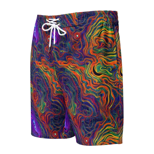 Neon Contours on a Men's Board Shorts